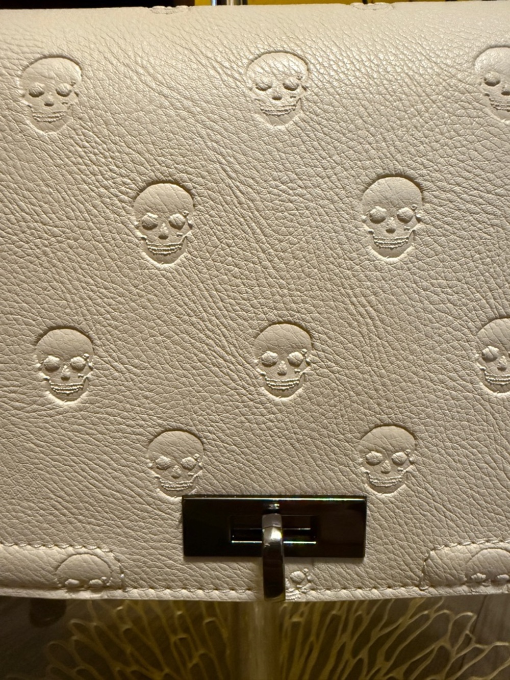 Betsey Johnson White/Cream Embossed Skull Crossbody Bag - Women's Shoulder Bag - Picture 3 of 8